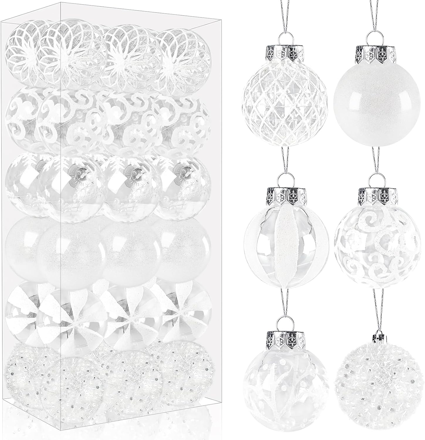 50 Pcs Clear Christmas Ornaments Balls,2.4 inch/6 cm Plastic Refillable Decorative Ball,Removable Top Clear Hanging Ornaments Ball for DIY Craft,Party,Home Decor,Wedding,Xmas Tree Decor