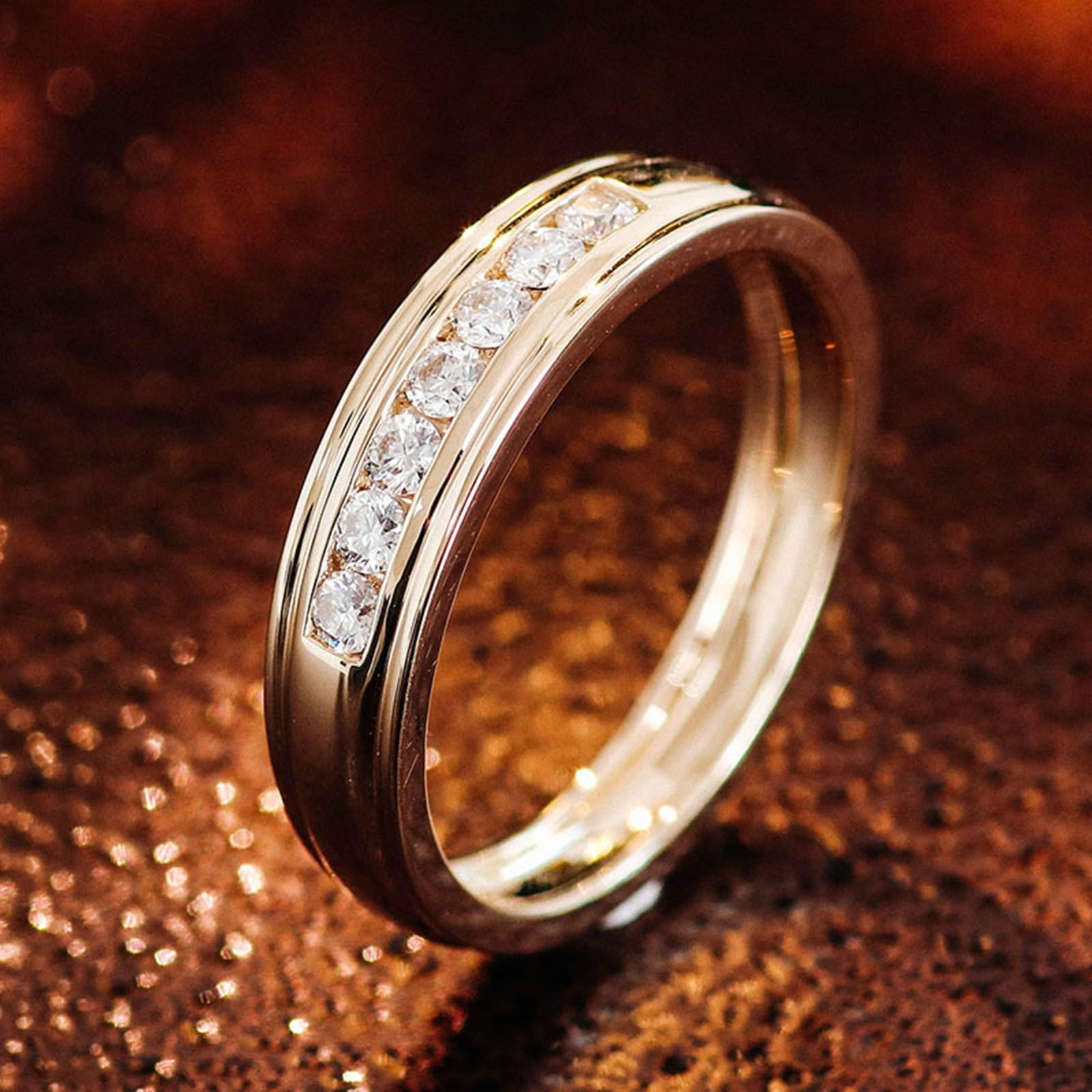 Anillo de compromiso de oro amarillo de 18 quilates, para parejas, oro redondo, blanco, moissanita, sencillo