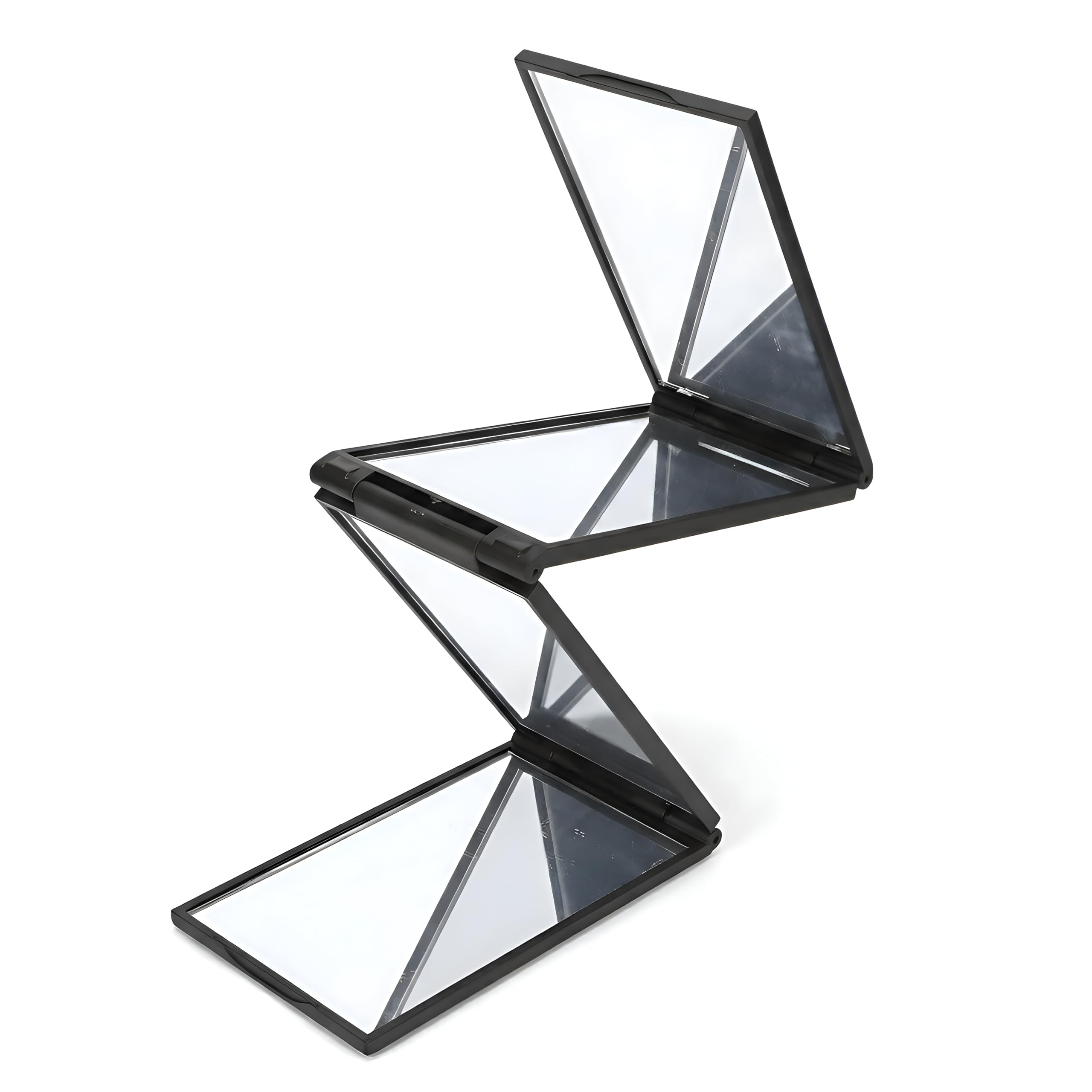 4 Fold Makeup Mirror Dressing Table Foldable Portable Vanity Mirror Stand Adjustable Square Desktop Cosmetic Mirror Women Travel Bedroom Bathroom Shaving & Gift-image-1