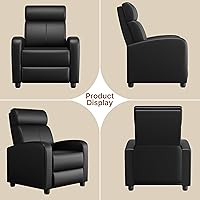 Vista 10 de Yaheetech Silla Reclinable de Cuero de 2 Asientos Sofá Reclinable Chaise Couch Lounger Sofá Moderno para Sala de Estar Cine en Casa Negro