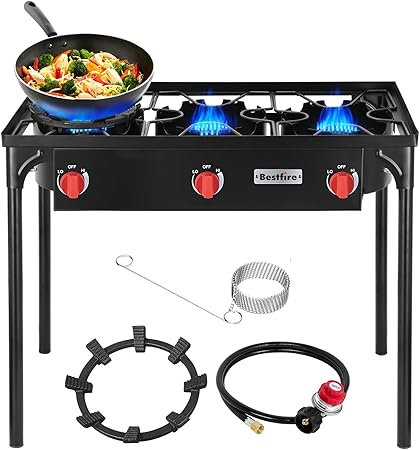 Bestfire 3 Burners Camping Stove for Cooking Outdoor, 225,000 BTU