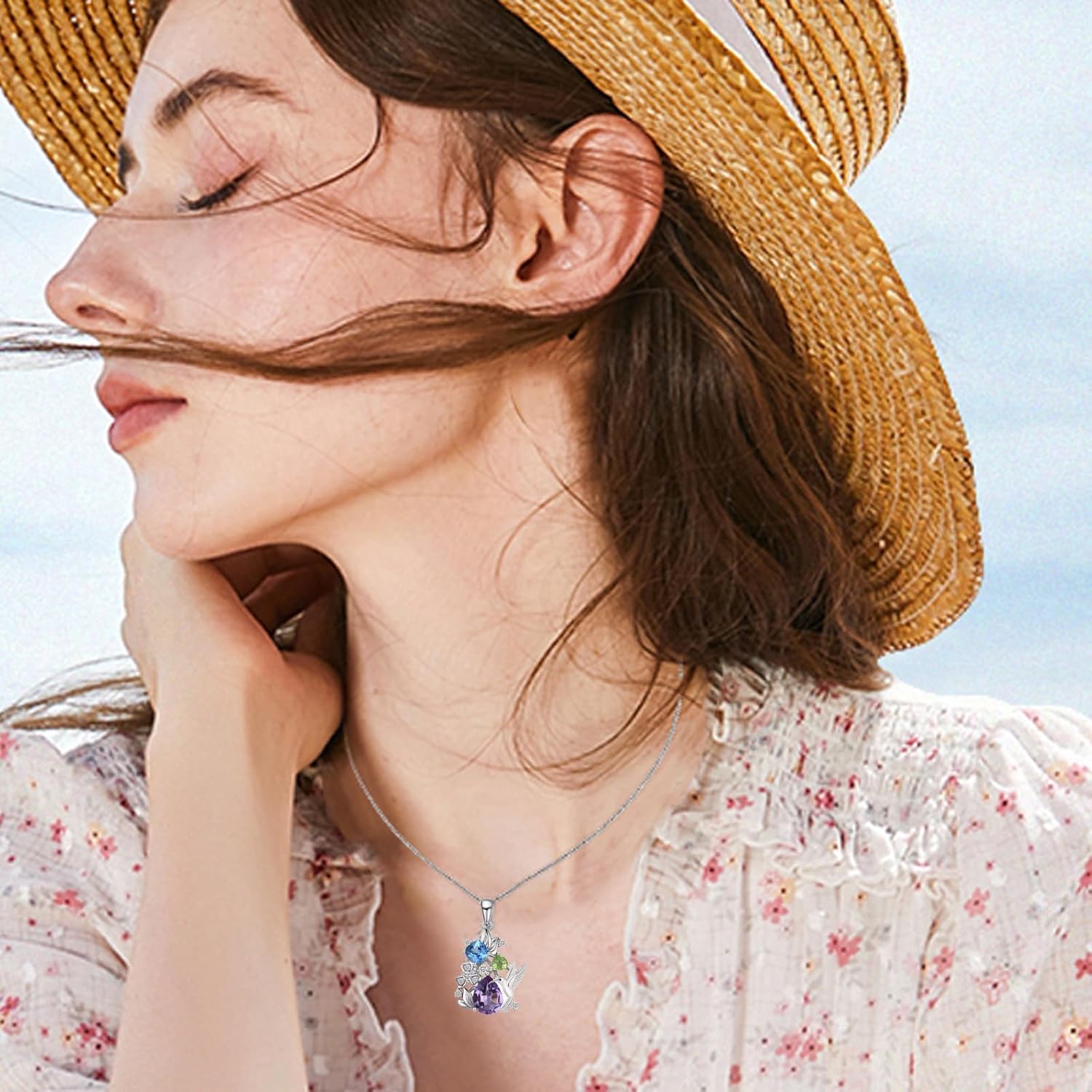 Hummingbird Necklace for Women Sterling Silver Hummingbird Pendant Necklace Hummingbirds Flower Jewelry Charm Memorial Christmas Mothers Day Gifts - Image 5