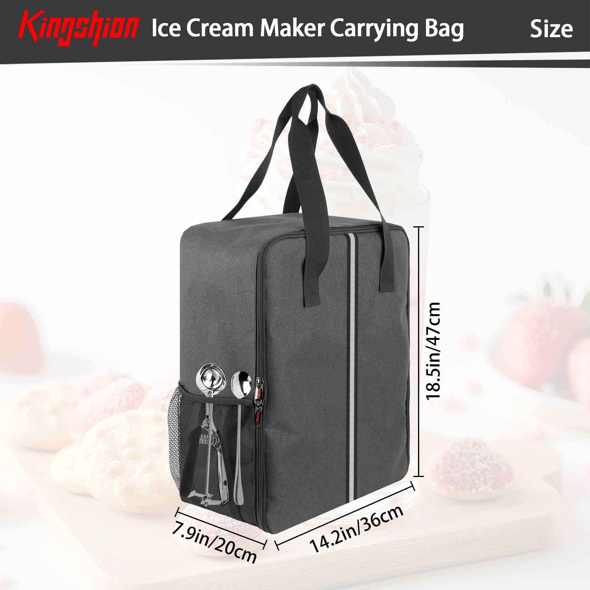 Kingshion Ice Cream Maker Carrying Bag with Handle, Waterproof Dustproof Storage Bag Compatible with Ninja Creami NC500/NC300/NC200/NC100/NC299AMZ Series/Deluxe/Breeze Ice Cream Makers