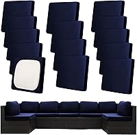 Vista 51 de Juego de 12 fundas de almohada y cojines para exteriores, 8 fundas de asiento + 4 fundas de almohada, fundas elásticas para muebles de patio