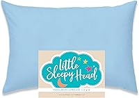 Little Sleepy Head Toddler Pillowcase 13x18 Blue - 100% Cotton Hypoallergenic Envelope Closure, Snug Fit for Kids Pillows (Pillow Sold Separately)