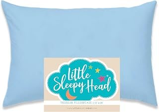 Little Sleepy Head Toddler Pillowcase 13x18 Blue - 100% Cotton Hypoallergenic Envelope Closure, Snug Fit for Kids Pillows (Pillow Sold Separately)
