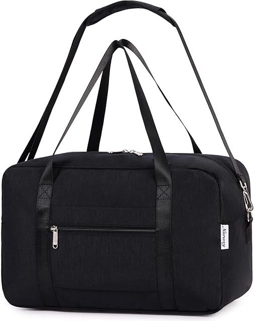 for Ryanair Airlines Cabin Bag 40X20X25 Underseat Foldable Travel Duffel Bag Holdall Tote Overnight Carry on Luggage for Women and Men 20L (Black)