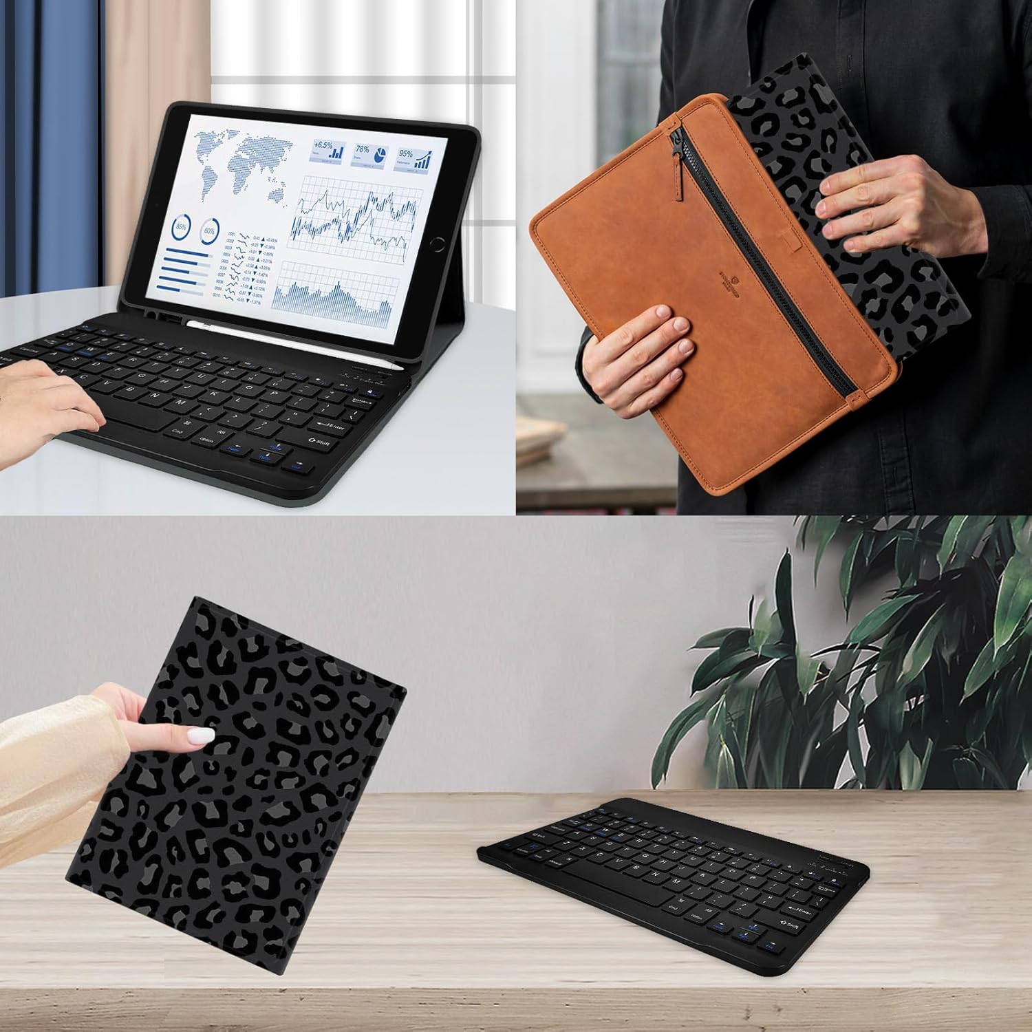 TopPerfekt for iPad 9th Generation Keyboard Case 10.2inch 2021, Magnetically Absorbent, Auto Sleep/Wake, Pencil Holder for iPad 8th Gen 2020, 7th Gen 2019, Air 3rd, pro 10.5inch - BlackGrey Leopard
