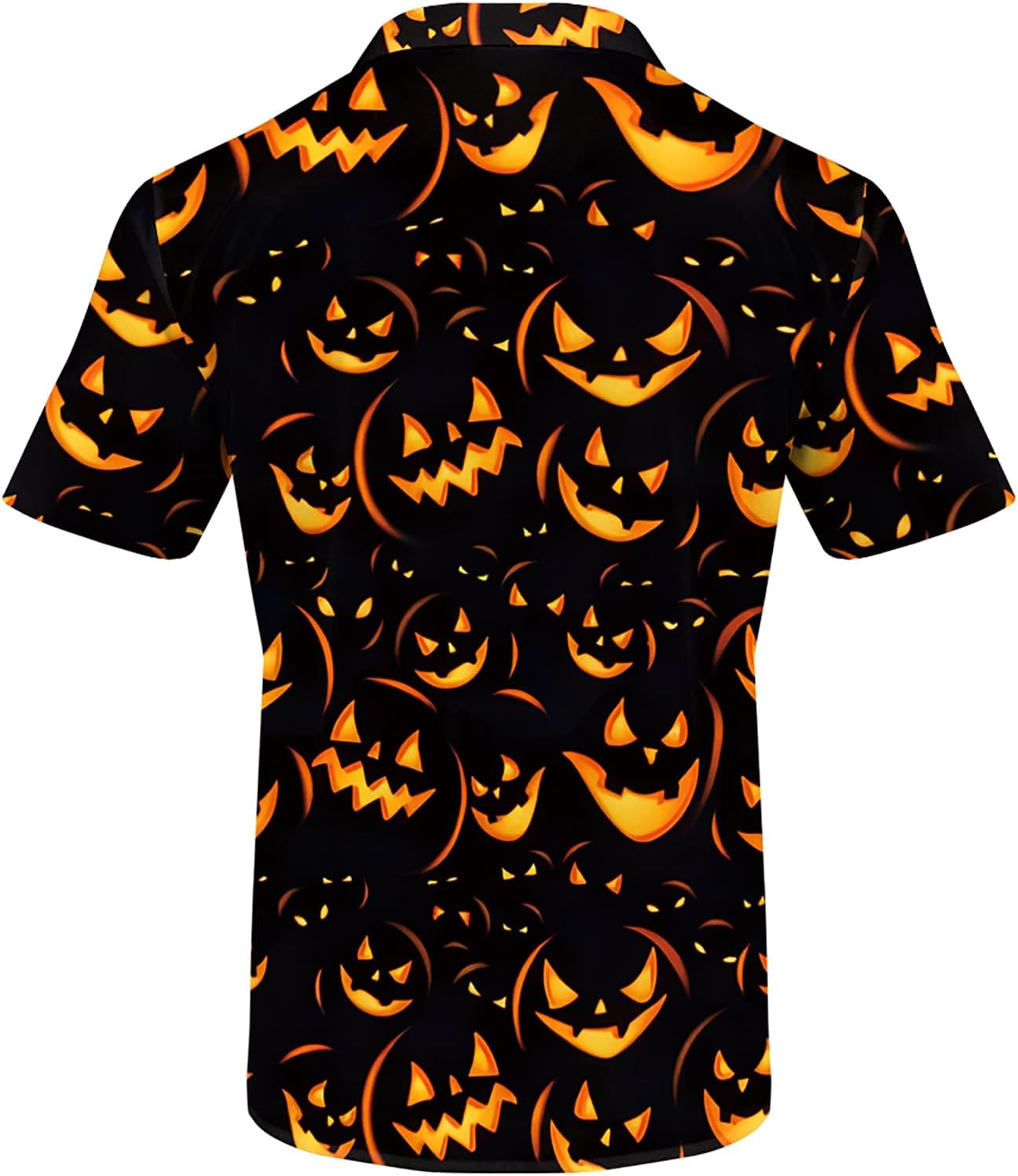 Eciodci Men's Halloween Button Down Shirt Pumpkin Skull 3D Printed Novelty Funny Short Sleeve Shirts for Men - Image 3