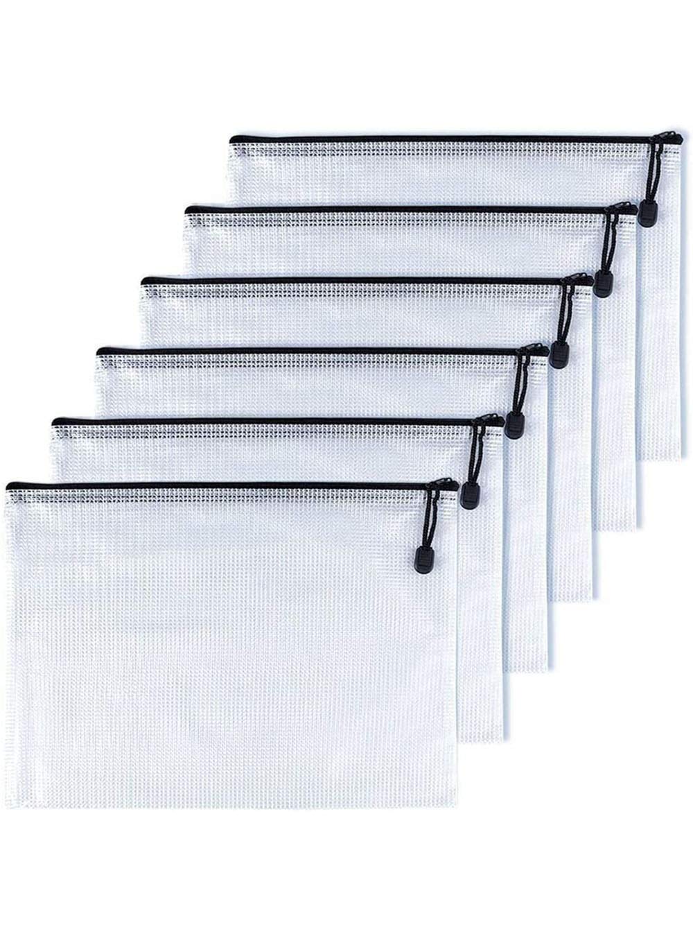 Oaimyy-A3(12.5"x 17.5"), Mesh Zipper Pouch Document Folders Bag Plastic Zip File Folders for School Office Supplies, Travel, Organizing Storage-Black,6 Pcs