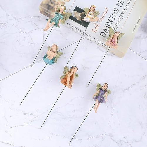 Miniatura 7 de Paquete de 6 figuras de hada de flor, figuras de hadas, figuras de hadas, figuras de resina, accesorios de jardín de hadas, adorno de casa de