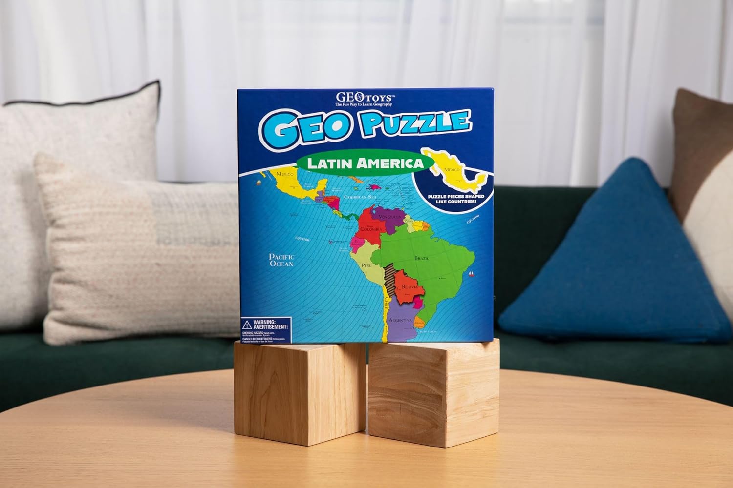 GeoToys GeoPuzzle, Latin America Jigsaw Puzzles, 50 Pc Geography Game & Map Puzzle, Educational Games & Kids Learning Activities, Puzzle Gifts for Children Ages 6-9, Fun Learning Toys for Kids