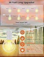 Vista 20 de 25ft Outdoor Christmas LED String Lights,G40 Frosted White Globe Lights with 27pcs Plastic Bulbs,Round Bulb Christmas Lights for Indoor/Outdoor