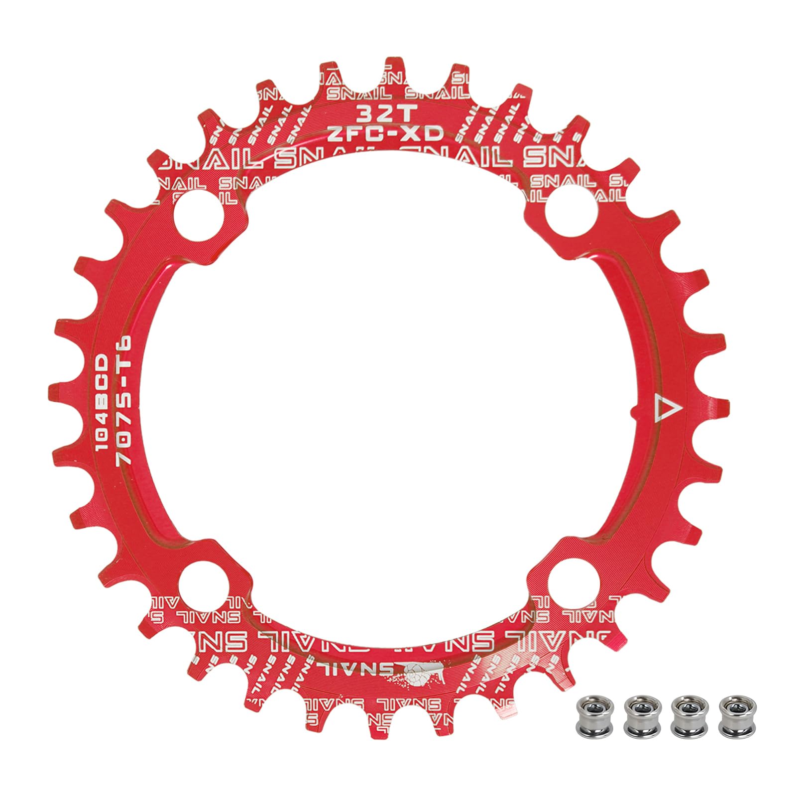 BESNIN Bike Chainring 104 BCD 30T 32T 34T 36T 38T 40T 42T 44T 46T 48T 50T 52T Round Narrow Wide Single Chain Ring for 7 8 9 10 11 12 Speed MTB BMX Road Bike (Red, 32T)