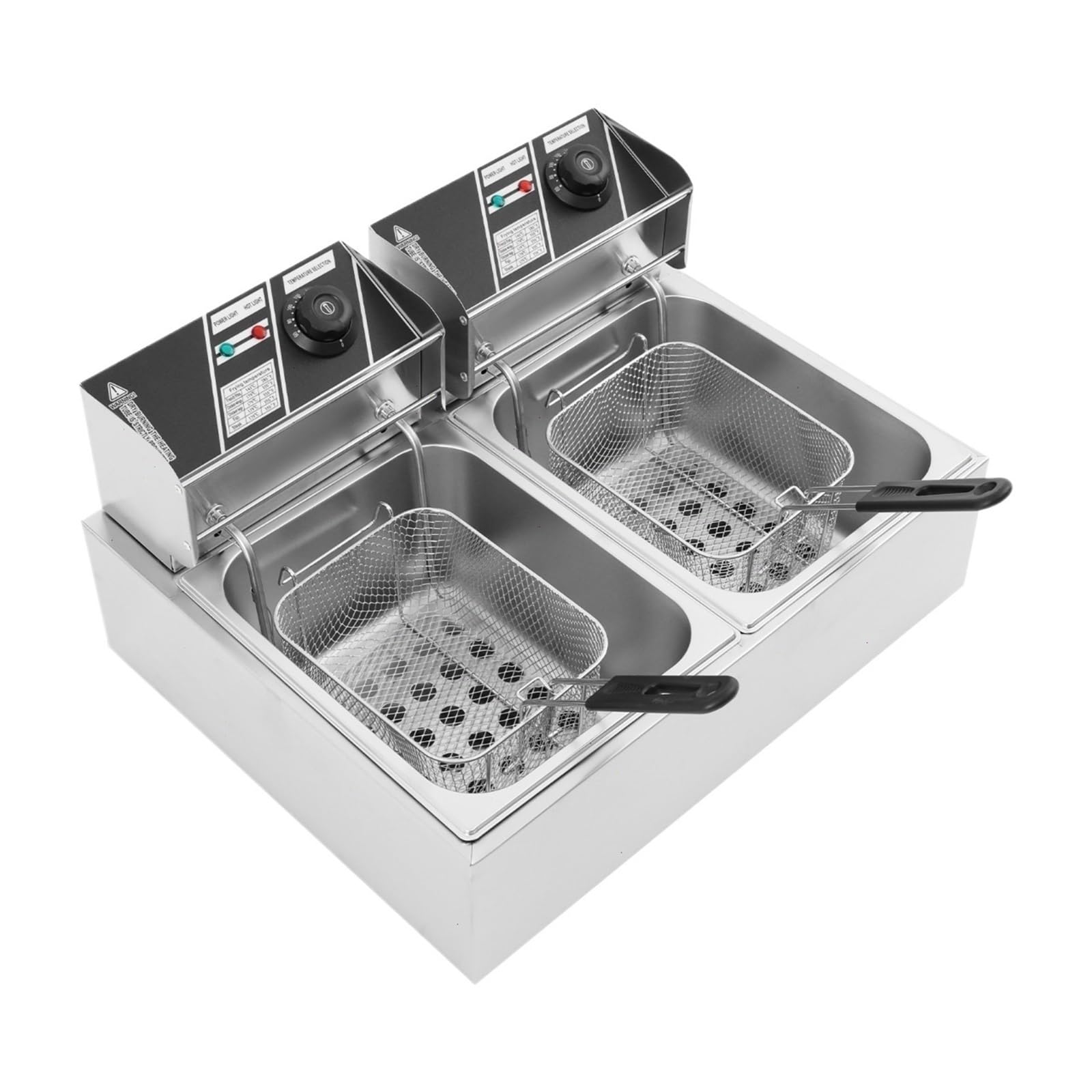Friteuse Double Réservoir 2 * 6L, Électrique Avec Panier, 2,5 KW Chauffage Rapide