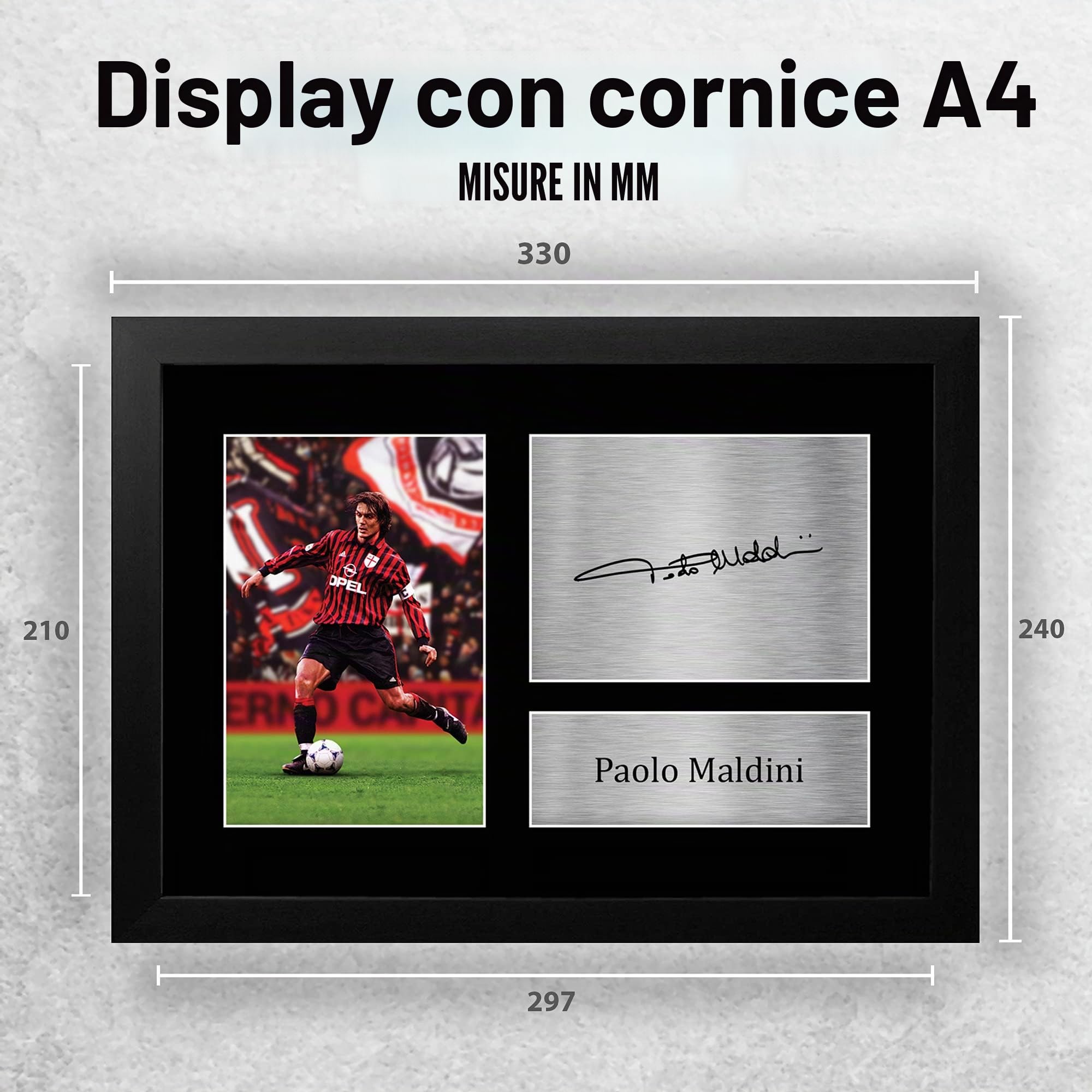 HWC Trading FR A4 Paolo Maldini AC Milan Gifts - Foto autografata stampata per fan e tifosi, formato A4, con cornice