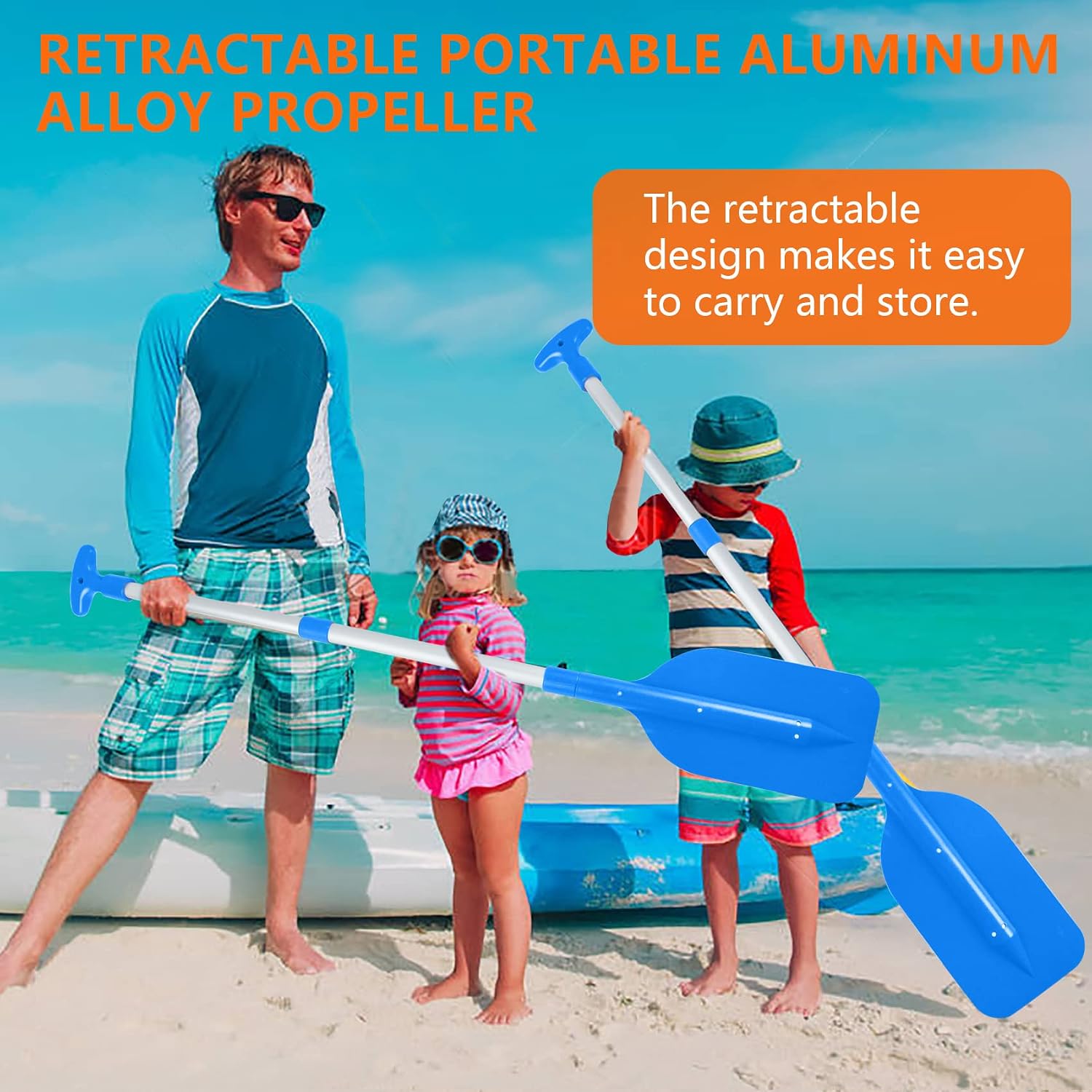 Boat Paddle Telescoping Collapsible Oar for Boat Anti Slip Aluminum Plastic Canoe Paddles 2 Pack Small Tubing Floats Oars Row and Safety Boat Accessories for Kids and Adults(6Color)