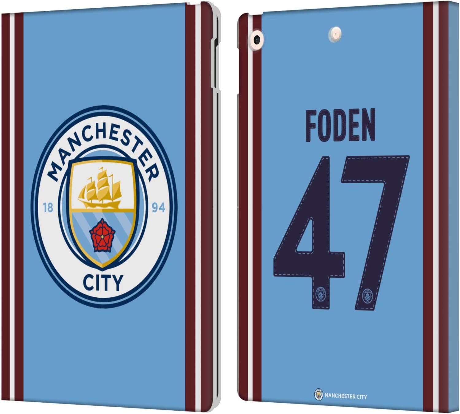 Head Case Designs Officially Licensed Manchester City Man City FC Jack Grealish 2022/23 Players Home Kit Leather Wallet Case Compatible with Apple iPad 9.7 2017 / iPad 9.7 2018