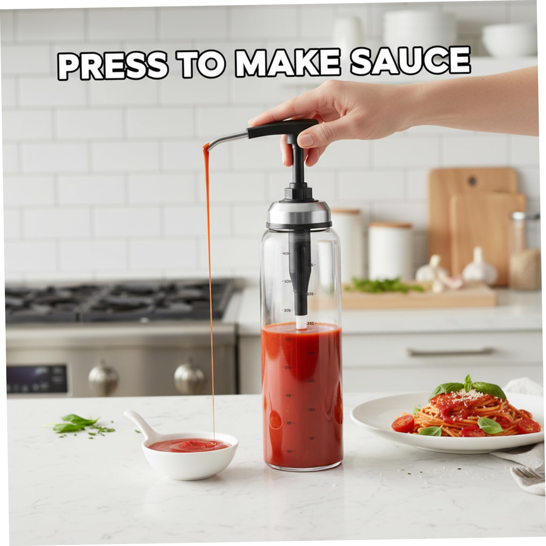 2er-Pack Ketchup-Spender, Glas-Dressing-Flasche mit Messmarkierungen für präzises Ausgießen, tropffreie Saucen-Quetschflasche für die Küche, 17oz Ketchup-Spender, Glas, Sauce