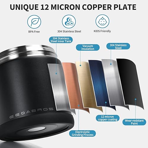 Miniatura 5 de Termo para comida caliente de 23.6 onzas, tarro de alimentos aislado al vacío para adultos, de acero inoxidable, termo de boca ancha, a prueba de