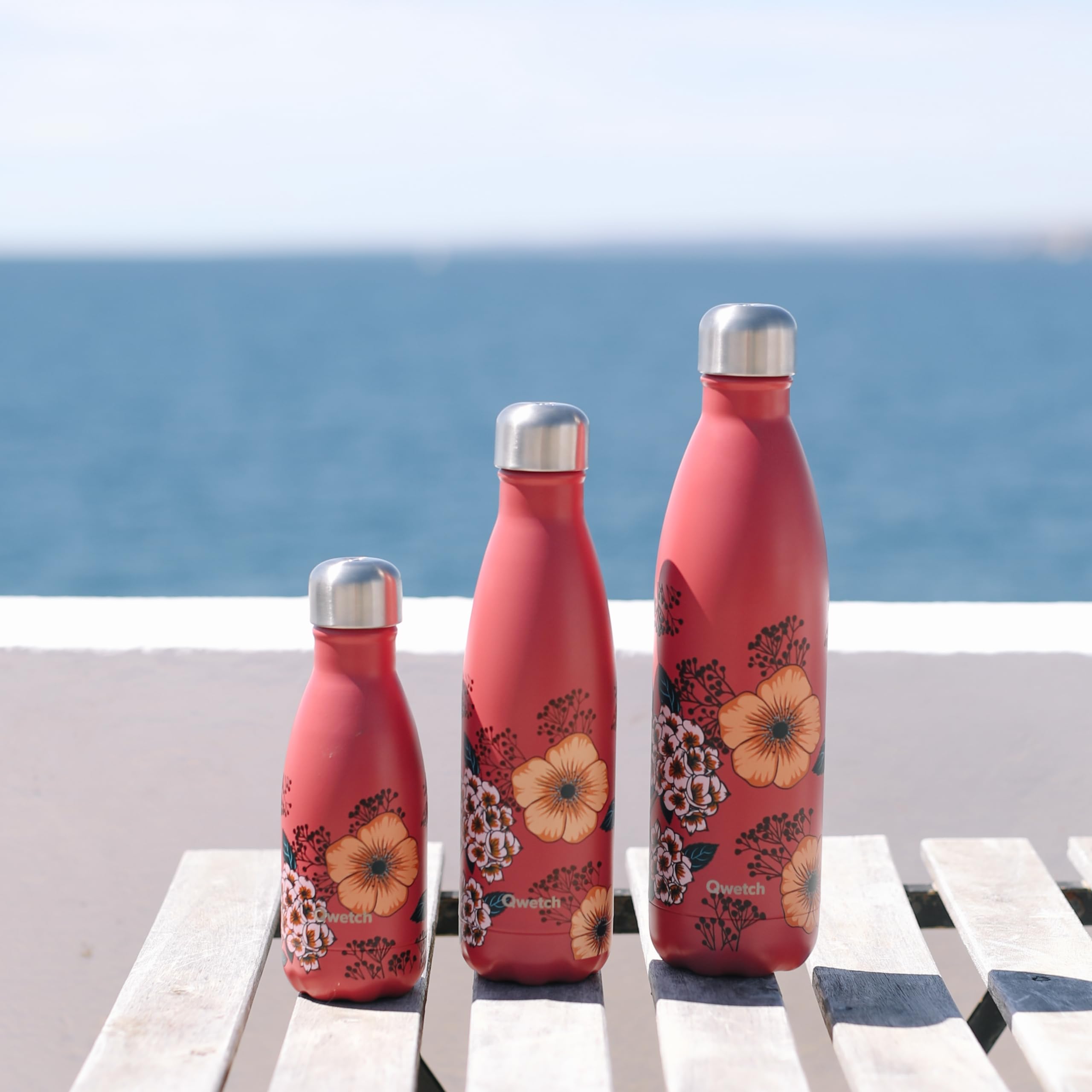 Qwetch - Bouteille Isotherme Originals Anémones 500ml - 24h Froid et 12h Chaud - Etanche & Réutilisable - Gourde inox isotherme pour Sport, Voyage, Bureau, Randonnée