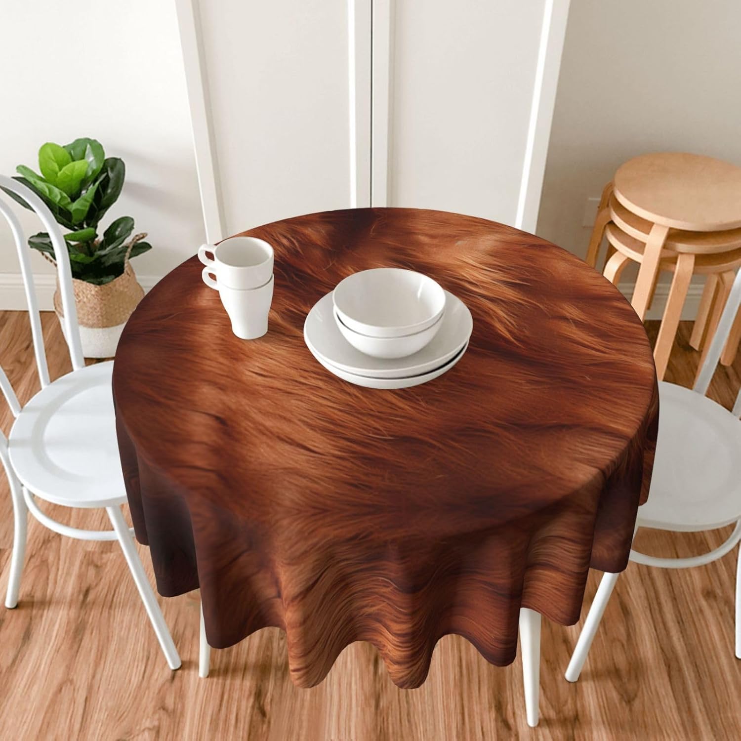 Cowhide Print Wrinkle Free Dining Table Cover for Birthday Party Farmhouse Tablecloths Up to 60 x 60 Inches