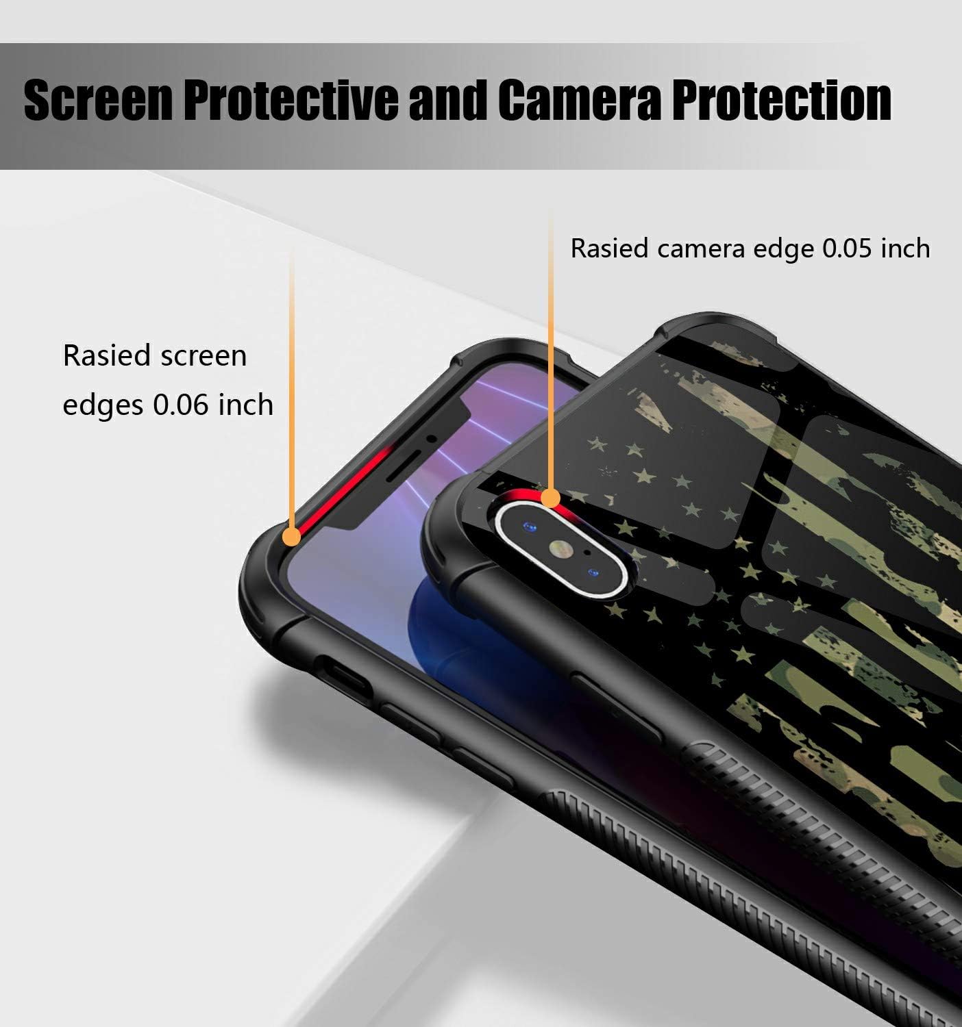 DAHAOGUO iPhone XR Case,Camo American Flag Design for Boy Mens Heavy Duty Shockproof Protection+Rubber Hybrid Protective Case for iPhone XR