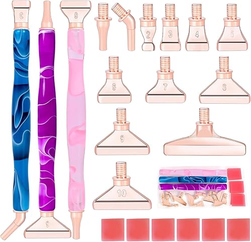 DoreenBow 21 bolígrafos de pintura de diamantes puntas de rosca de metal puntas de rosca multiposicionador accesorios de pintura de diamante 5D