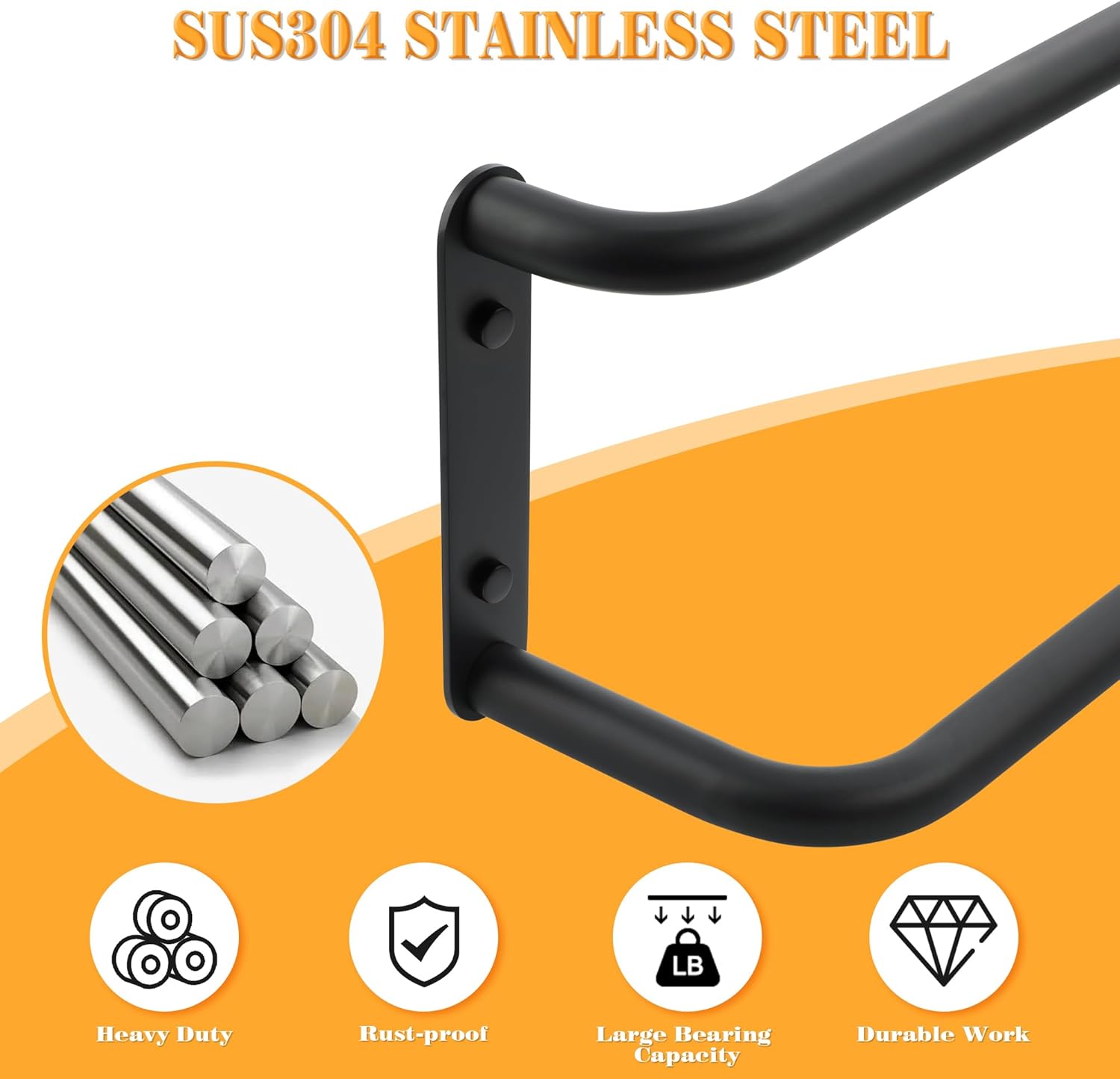 Alise Double Towel Bar,16 Inch Towel Racks for Bathroom, SUS304 Stainless Steel Towel Bar for Bathroom Wall,Quick Drying Bathroom Towel Holder Bath Towel Hanger,Matte Black