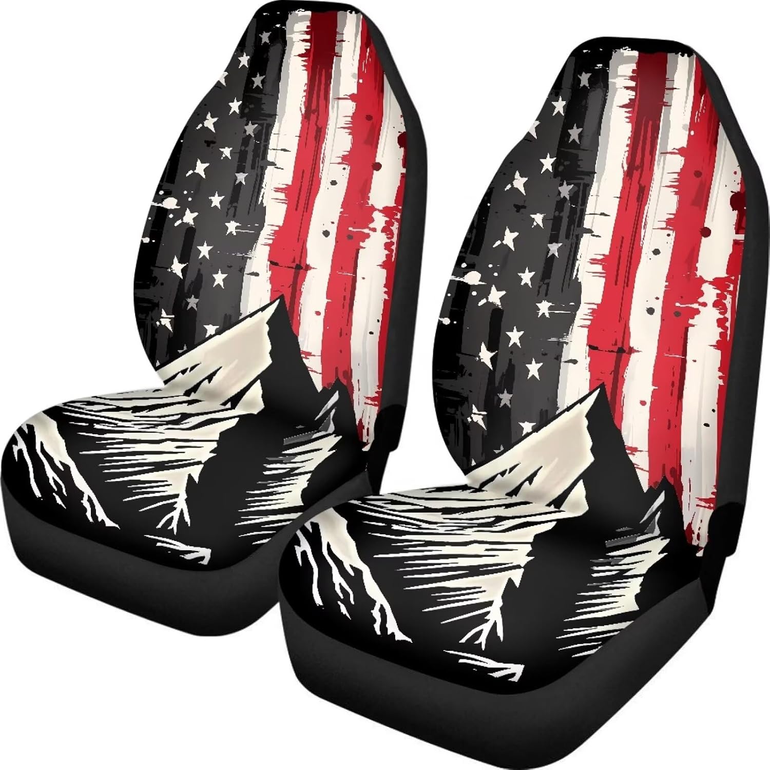 Jungle Tiger Print 2 Piece Car Seat Covers Protectors for Front Seat Non-Slip Cute Zoo Animal Tigers Auto Seat Covers for Auto Sedan SUV Truck Jeep Mini Van, Black