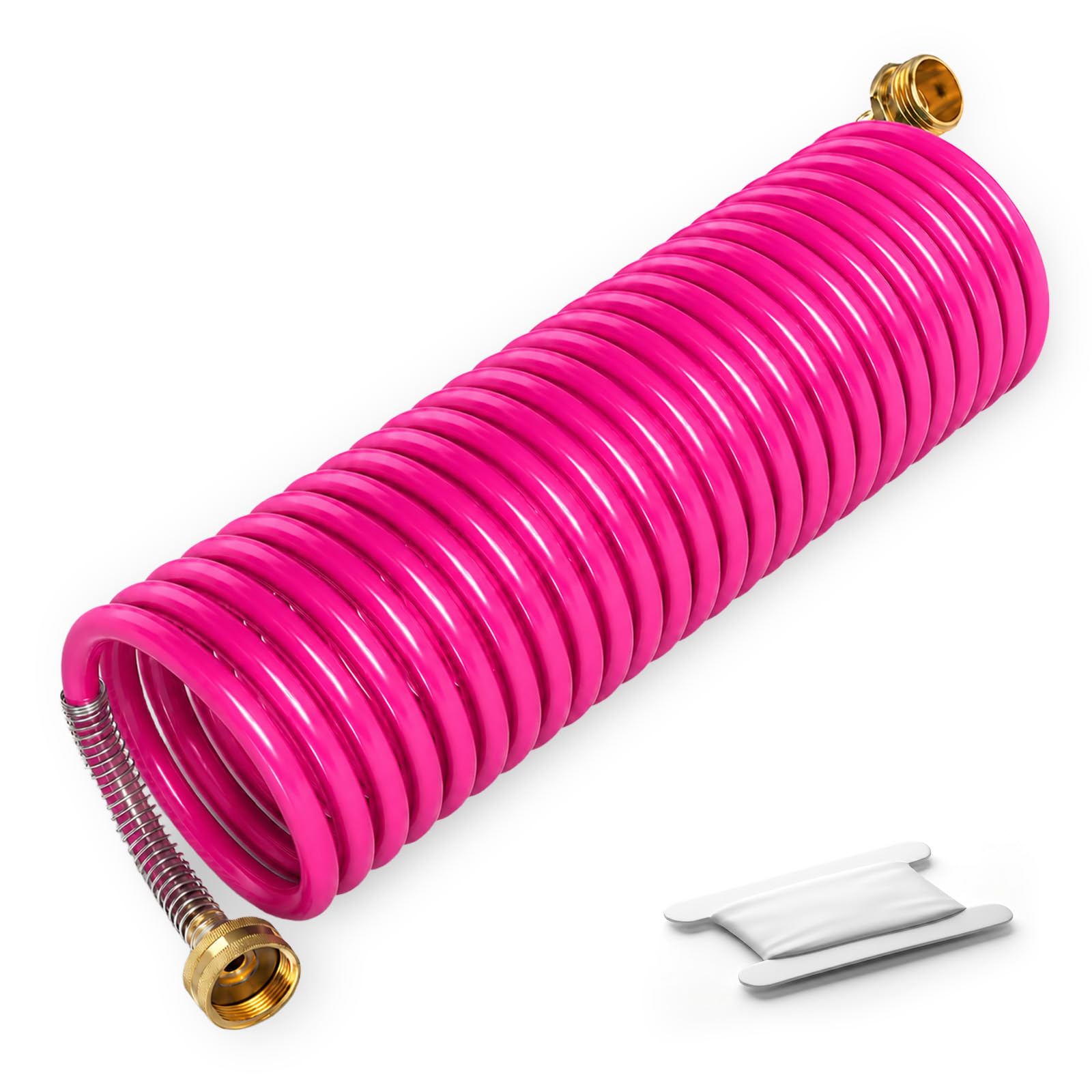 ERGAOBOY Purple 25FT 7.5m 3/8" 3/4" GHT Coiled Garden Hose