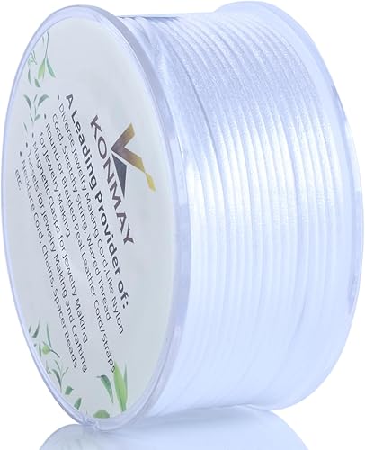 Vista 48 de KONMAY Cuerda de nailon negro de 0.024 in con estuche para pulseras, cordón de satén de nailon trenzado de 190 yardas para fabricación de joyas