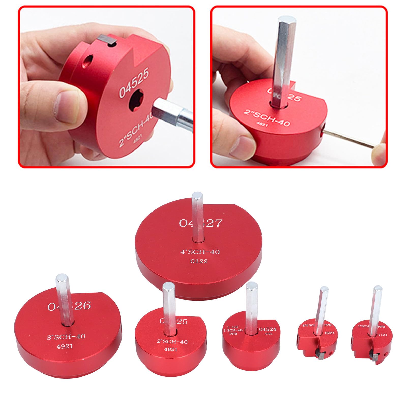Set di 6 Alesatori per Tubi in PVC, Taglierina per Alluminio, Salvapresa per Tubi 3/4 Pollici, 1 Pollice, 1-1/2 Pollici, 2 Pollici, 3 Pollici, 4 Pollici, Alesatore per Tubi in