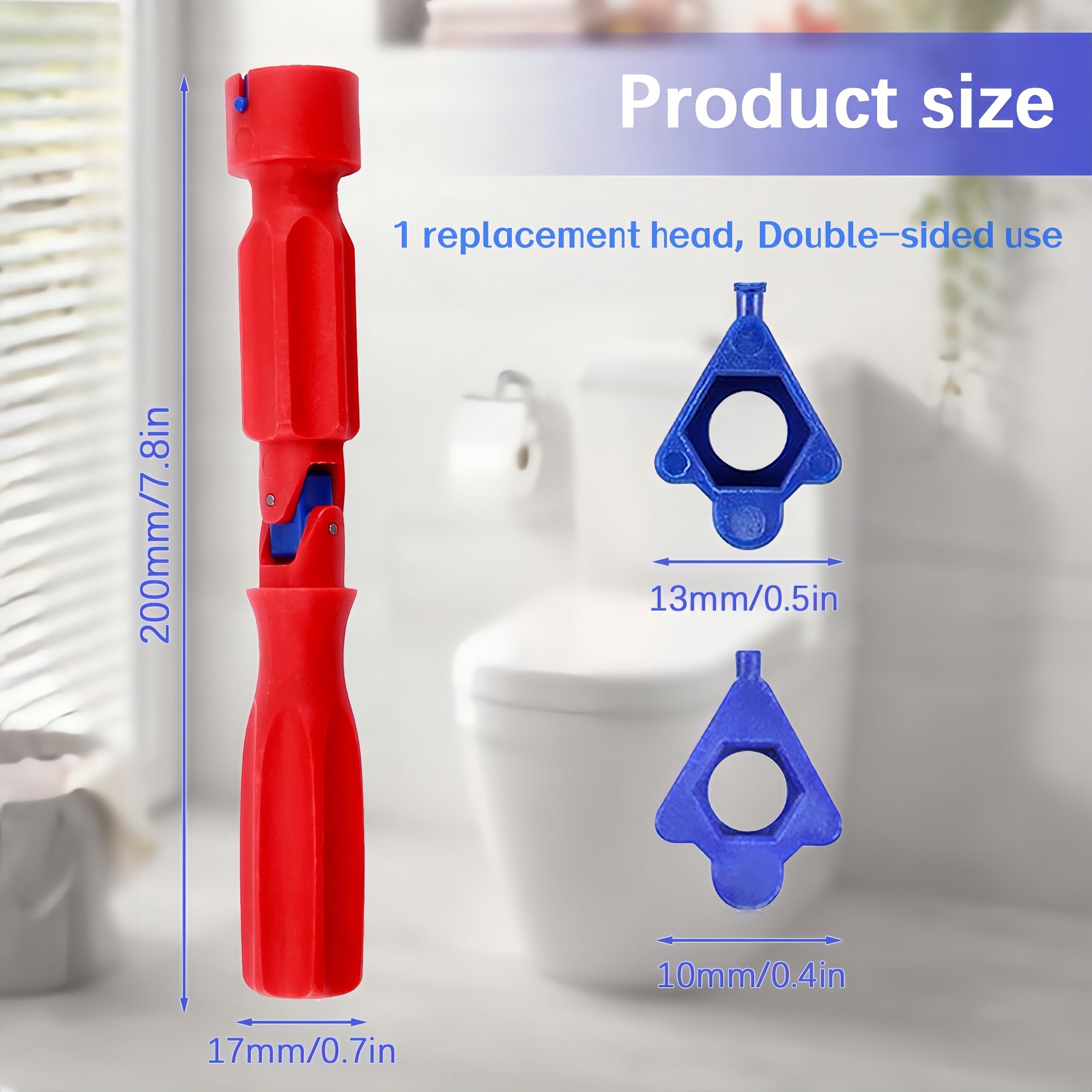 1 Set Toilet Seat Spanner Plumbing Tool with 1 Replacement Head, Universal Toilet Seat Fitting Tightening Tool - Image 2