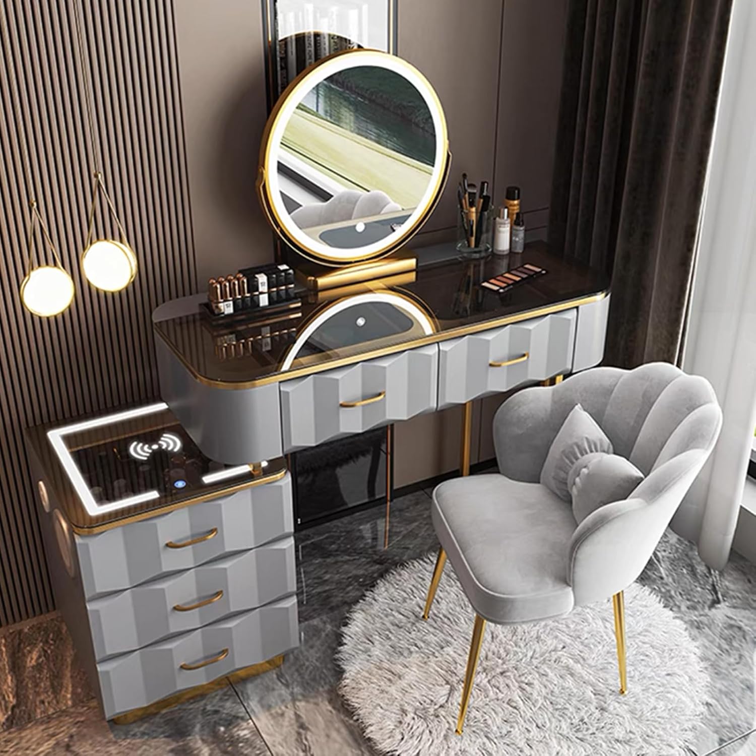Vanity Set Makeup Vanity with Wireless Charging Station