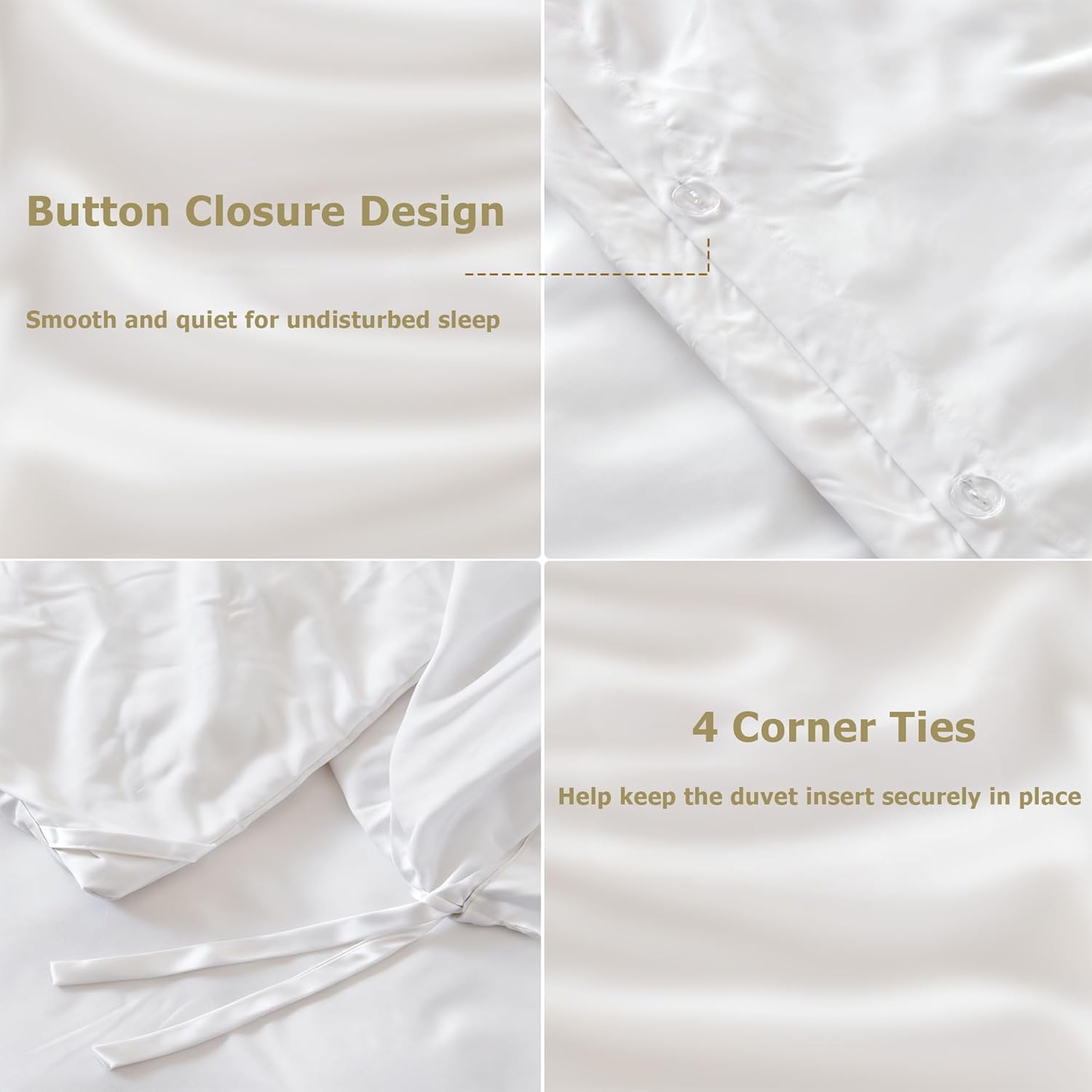Cooling Queen Duvet Cover Set, 3-Piece - 100% Organic Bamboo Viscose - Silky Soft & Breathable Comforter Cover for Hot Sleepers & Sensitive Skin (White, 90"x90")
