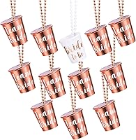 Vista 8 de Maitys 12 piezas de collar de cristal de chupito de novia con cuentas de plástico, lámina dorada para despedidas de soltera, fiestas nupciales Blanco