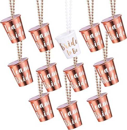 Miniatura 8 de Maitys 12 piezas de collar de cristal de chupito de novia con cuentas de plástico, lámina dorada para despedidas de soltera, fiestas nupciales Blanco