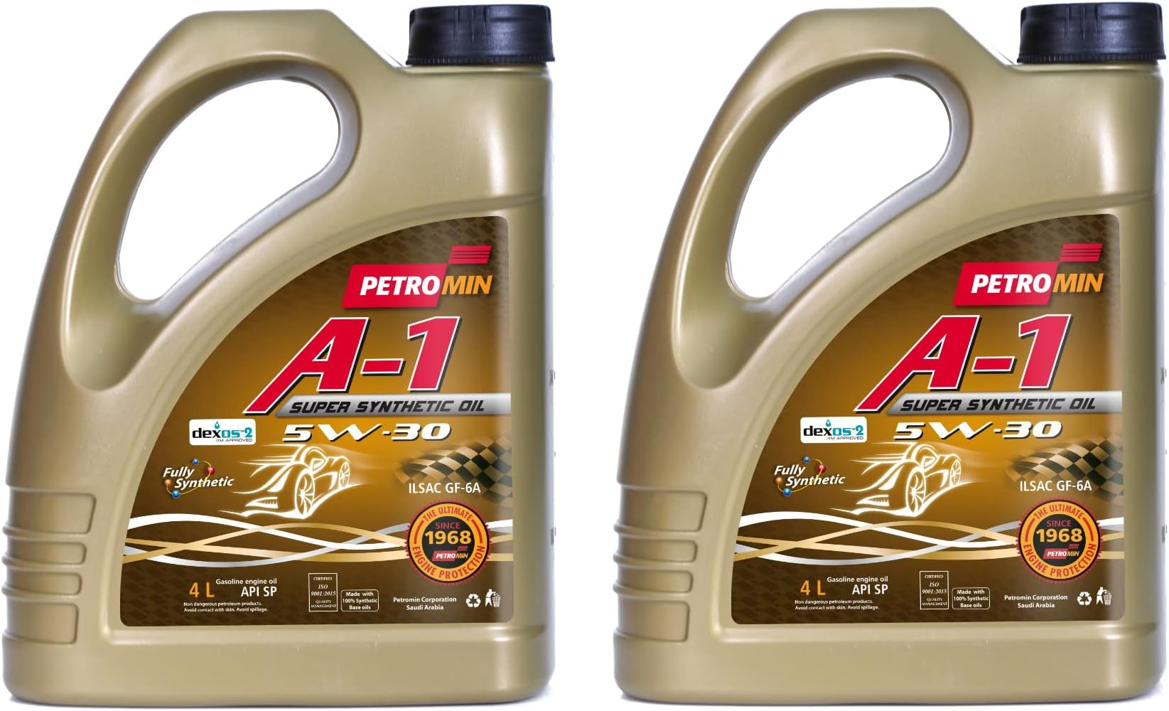 Petromin Engine Oil, A1 Super 5W-30-4L - Fully Synthetic - Goes upto 10,000KM - API SP - for Petrol Engine cars (Pack Of 2)