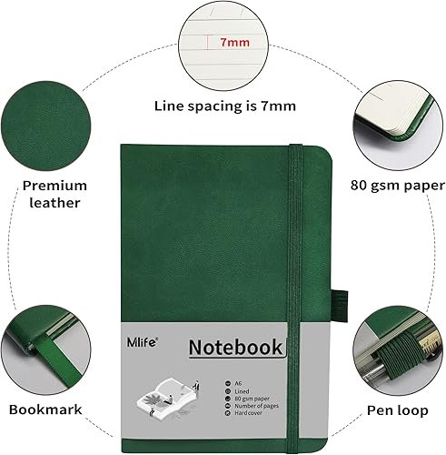 Miniatura 3 de Cuaderno pequeño A6, cuaderno de bolsillo forrado con soporte para bolígrafo, mini cuaderno de tapa dura, 192 páginas, 3.9 x 5.5 pulgadas Jurnal