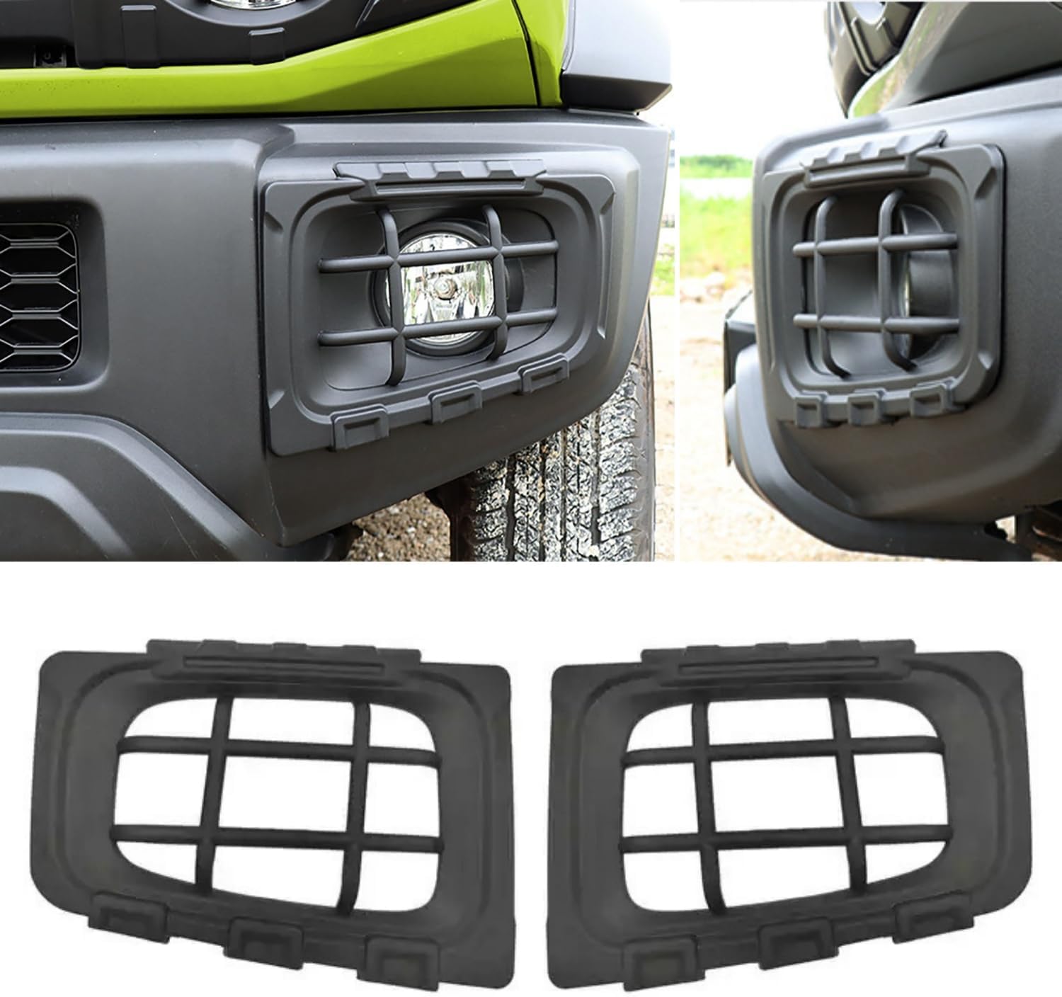 Car Front Headlight Guards + Front Fog Light Covers + Taillight Rear Tail Lamp Guard Protector for Suzuki Jimny 2019-2025 Exterior Accessories (Black)