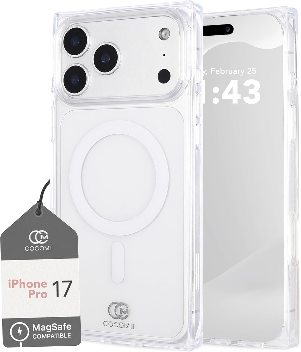 Cocomii Retangle Case for iPhone 17 Pro, Compatible with MagSafe, Crystal Clear