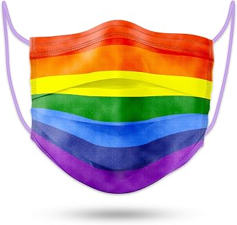 Tomorotec 60PCS Face Masks Disposable Adult Unisex Rainbow Colors Individually Packaged Purple Elastic Ear Loops 3-Layer Light Soft Fit