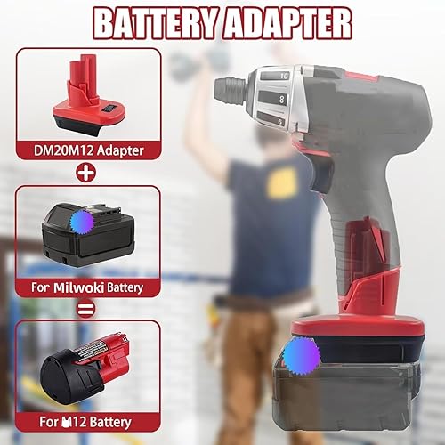 Miniatura 2 de Adaptador de batería Milwaukee M18 a M12, para convertidor Milwaukee de 18 V a 12 V, convertidor para batería Milwaukee de 18 V a herramientas de