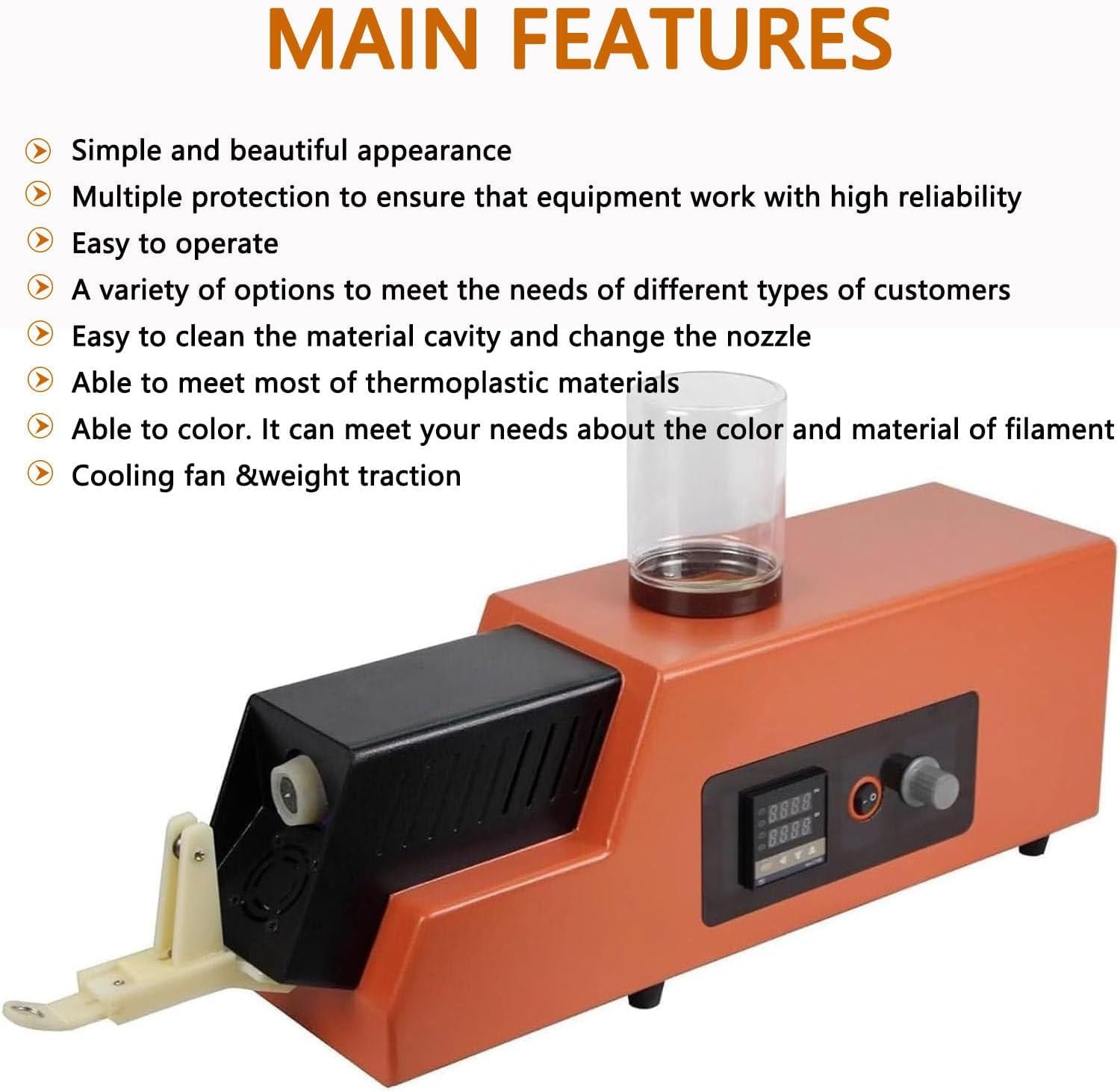 3D-Drucker-Filament-Extruder und Recycler, recycelter PET-Filamenthersteller mit 2 Extrusionsformen, einstellbare Geschwindigkeit 300-650 mm/min, kompatibel mit 1,75/3 mm Filament