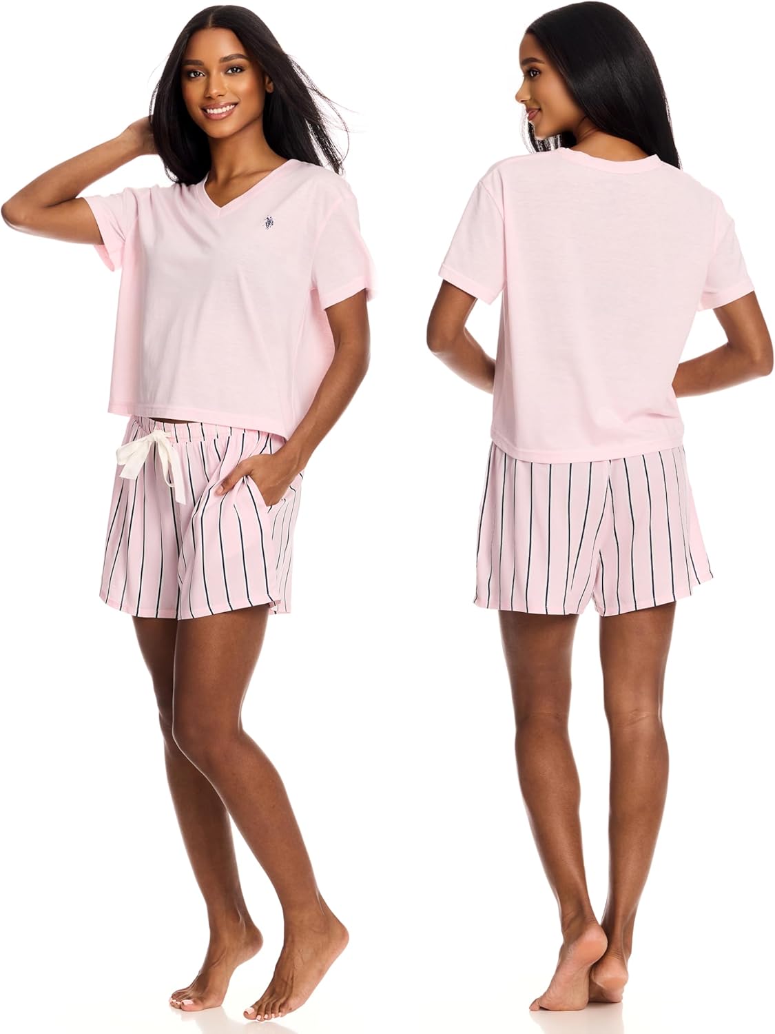 U.S. Polo Assn. Women's Summer Pajama Set, Tee, Shorts Valentines Gifts for Her - Image 2