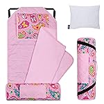 Wildkin Modern Kids Nap Mat - Soft Cotton Blend with Pillow & Elastic Straps for School & Travel - Paisley
