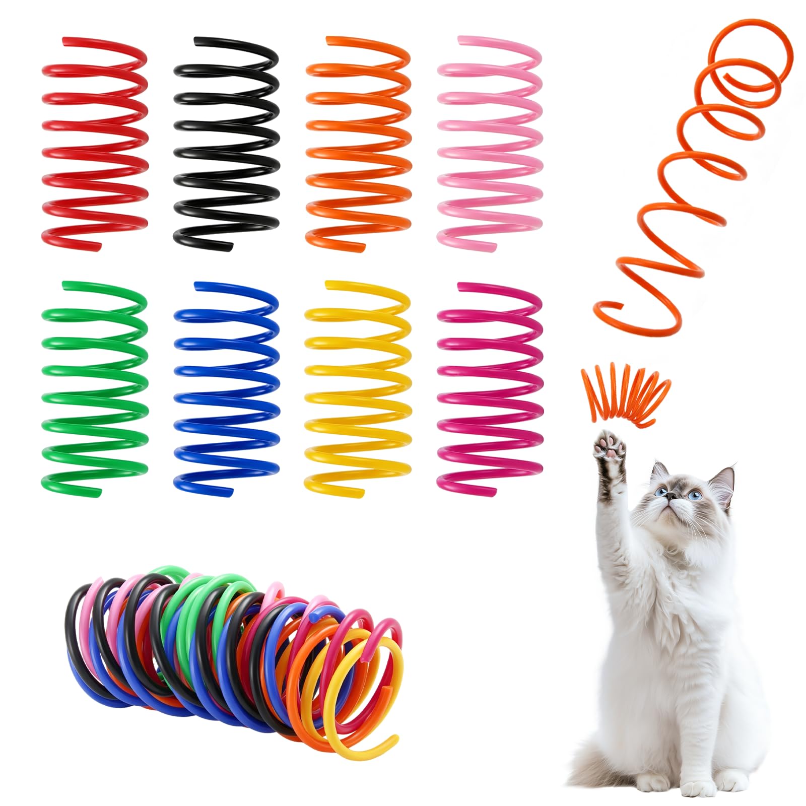 Zentoro 80 Pcs Cat Spring Toy Spiral Interactive Random Bounce