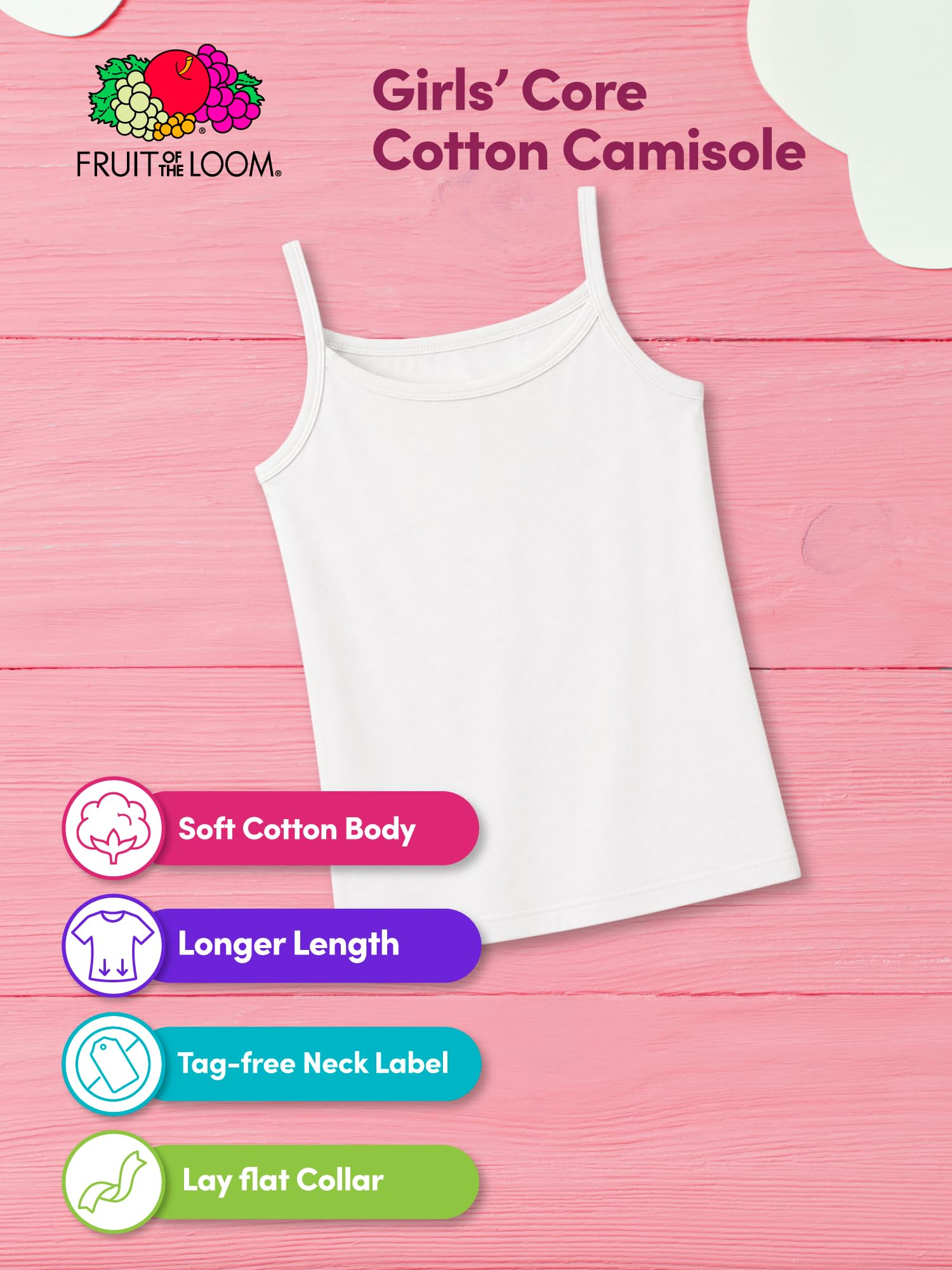 Fruit of the Loom Podkoszulek Dziewczynki Girls' Cotton Undershirts