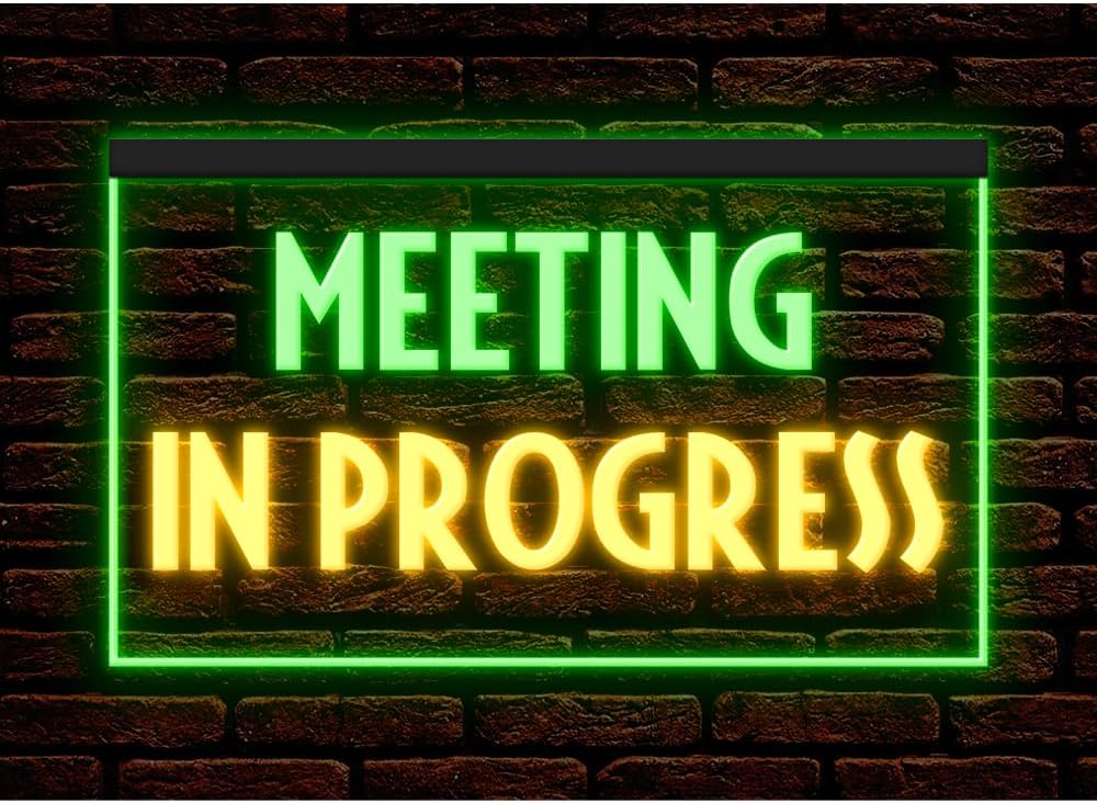 120175 Meeting in Progress Office Guests Quiet Display LED Light Neon Sign (12" X 8", 16 Colors By Remote)